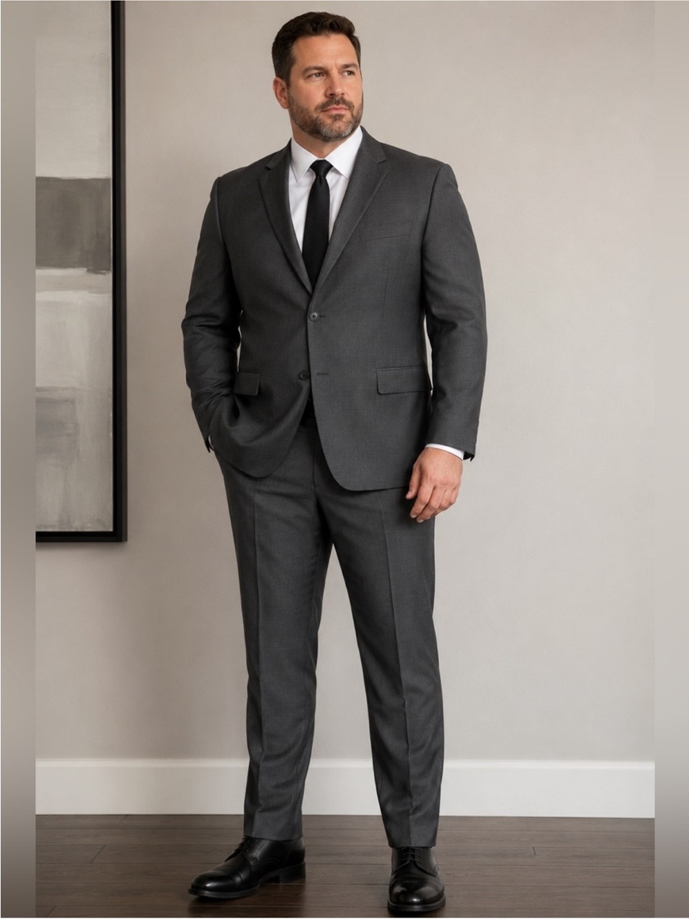 Haggar black label Charcoal Gray Suit Jacket 44R Excellent condition-Jacket only